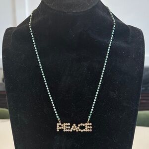 TOVA Topaz Crystal Peace Necklace with Mint Crystal Chain with Patina Wash